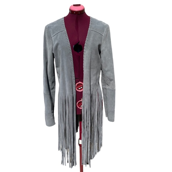 The Perfext Women's Open Front Christy Fringed Leather Jacket Boho Size Lg $1495 - Picture 6 of 7